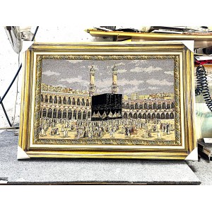 Yeni Kabe Goblen Tablo - Eskitme Gold  Çerçeveli 85*126 