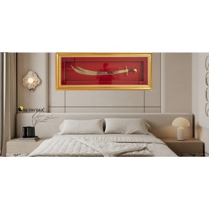 Kırmızı Paspartulu Lüx Zülfikar Kılıçlı Tablo Model 1